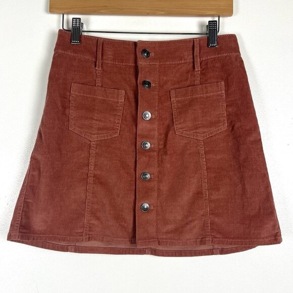 NWT Aerie Corduroy Mini Skirt sz S Buttons Pockets Normcore Clean Girl Preppy - Picture 1 of 6